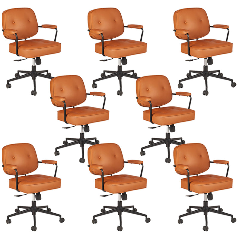 Padded Arms Desk Chair No Distressing Leather Ergonomic Office Chair with Wheels