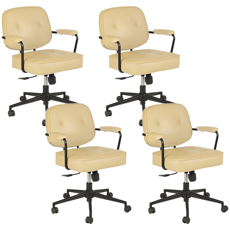 Padded Arms Desk Chair No Distressing Leather Ergonomic Office Chair with Wheels