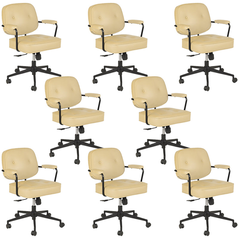 Padded Arms Desk Chair No Distressing Leather Ergonomic Office Chair with Wheels