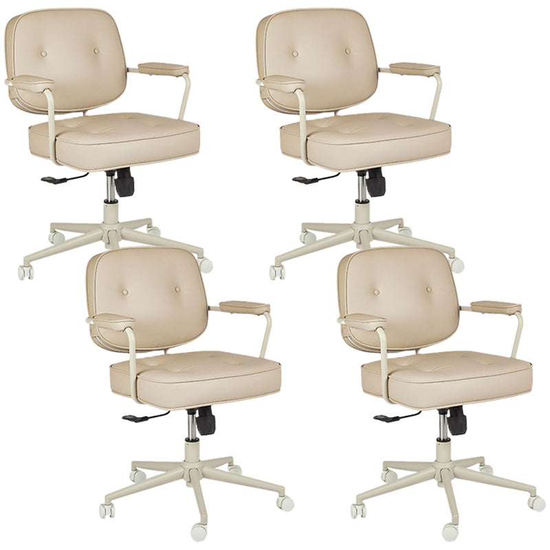 Padded Arms Desk Chair No Distressing Leather Ergonomic Office Chair with Wheels