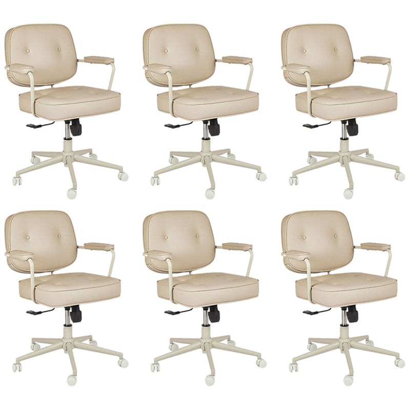 Padded Arms Desk Chair No Distressing Leather Ergonomic Office Chair with Wheels