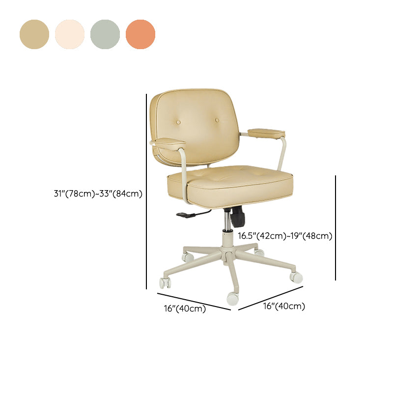 Padded Arms Desk Chair No Distressing Leather Ergonomic Office Chair with Wheels