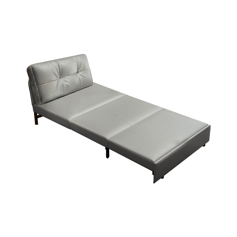 Scandinavian Faux Leather Sloped Arm Sofa Tufted Back Sofa in Gray