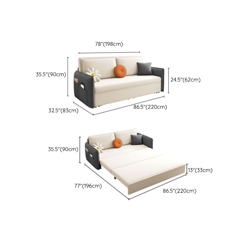 Glam Styled 35.43" H Sleeper Sofa Upholstered Square Arms Sofa Bed