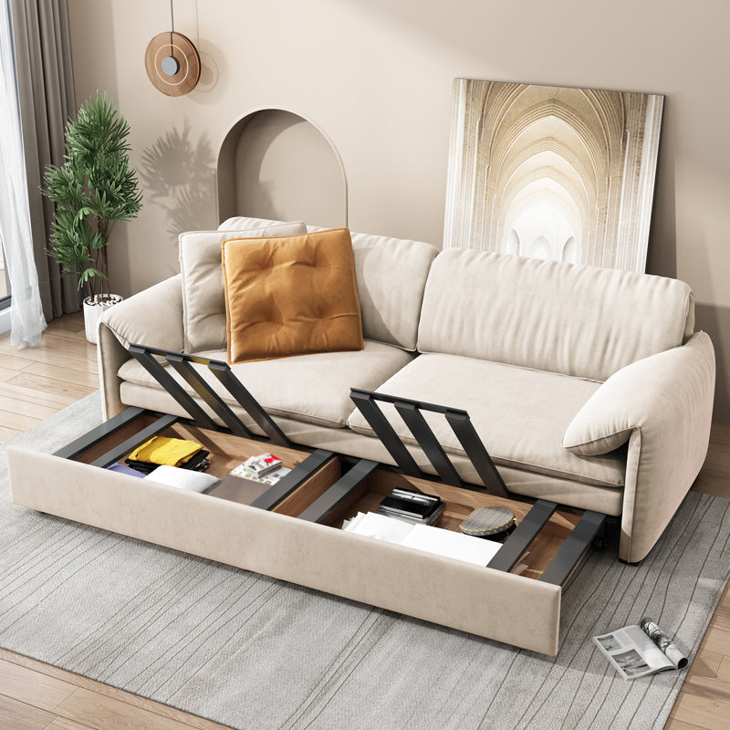 Glam Styled Fiber Sleeper Sofa Upholstered Pillow Top Arms Sofa Bed