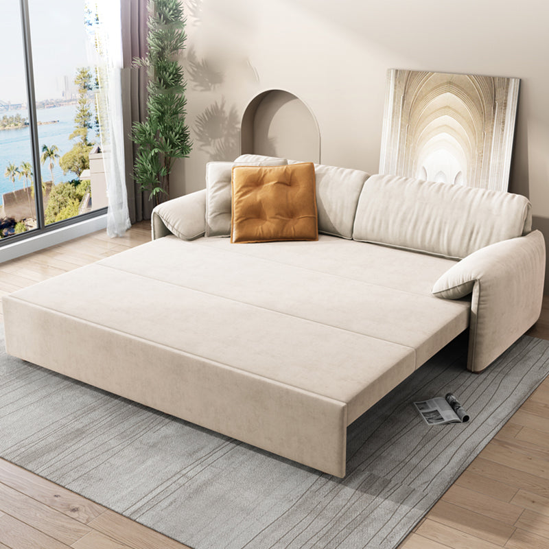 Glam Styled Fiber Sleeper Sofa Upholstered Pillow Top Arms Sofa Bed