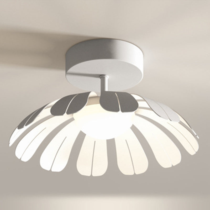 Metal and Acrylic Semi Flush in Black / White Flower Shape LED Ceiling Semi Flush