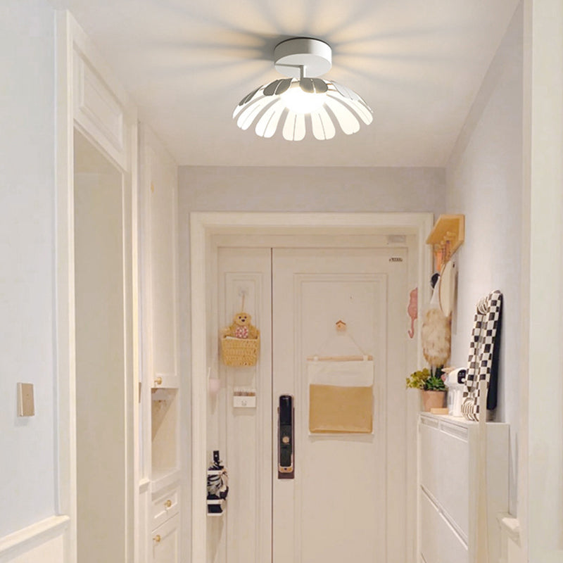 Metal and Acrylic Semi Flush in Black / White Flower Shape LED Ceiling Semi Flush
