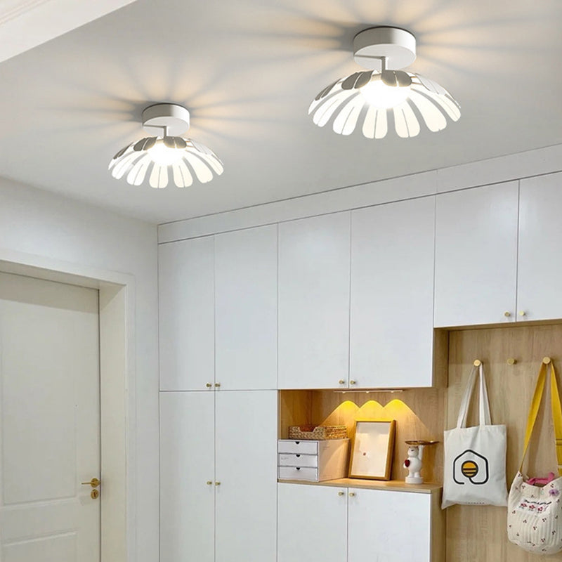 Metal and Acrylic Semi Flush in Black / White Flower Shape LED Ceiling Semi Flush