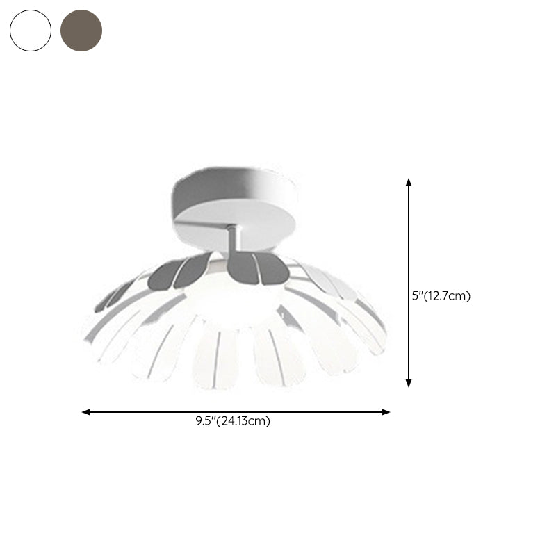 Metal and Acrylic Semi Flush in Black / White Flower Shape LED Ceiling Semi Flush