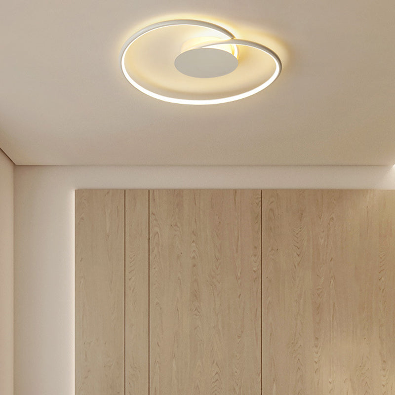 1 - Light LED Linear Flush Mount in White Metal Modern Ceiling Flush