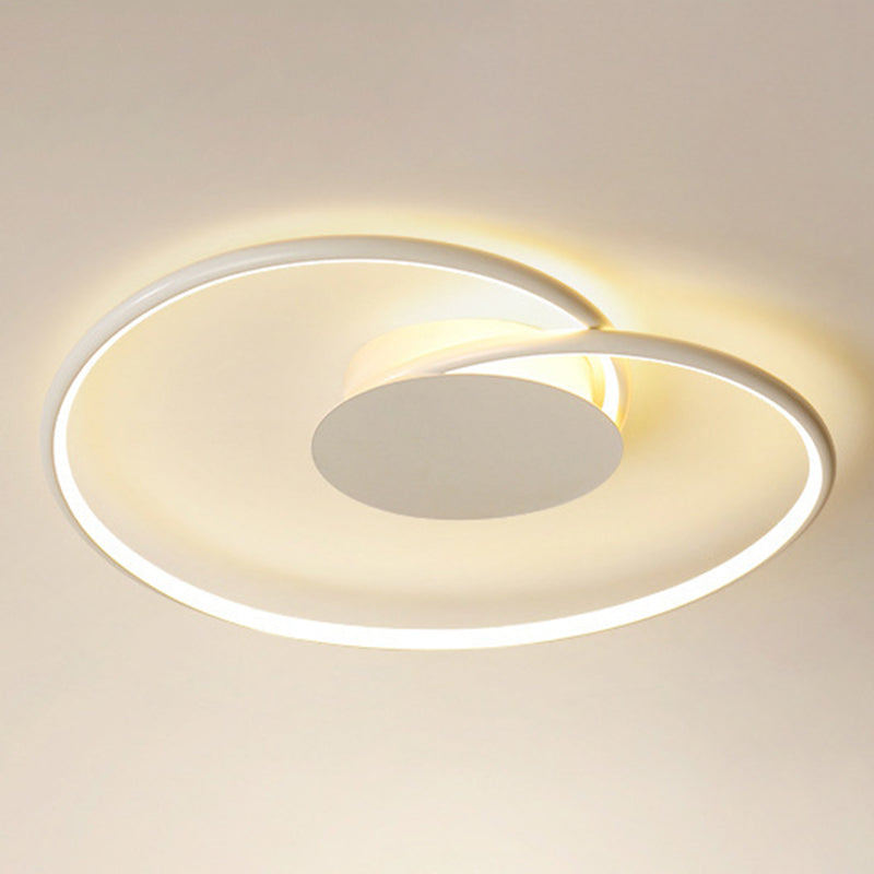 1 - Light LED Linear Flush Mount in White Metal Modern Ceiling Flush