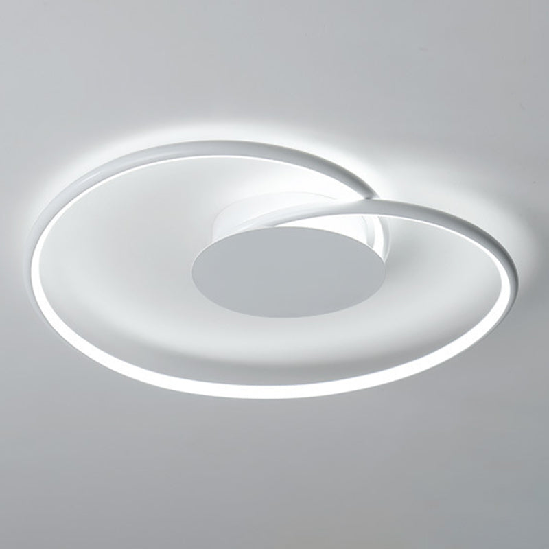 1 - Light LED Linear Flush Mount in White Metal Modern Ceiling Flush