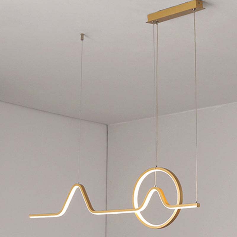 2-Light Modernism Golden/Black Ceiling Light LED Kitchen Island Lighting for Bedroom