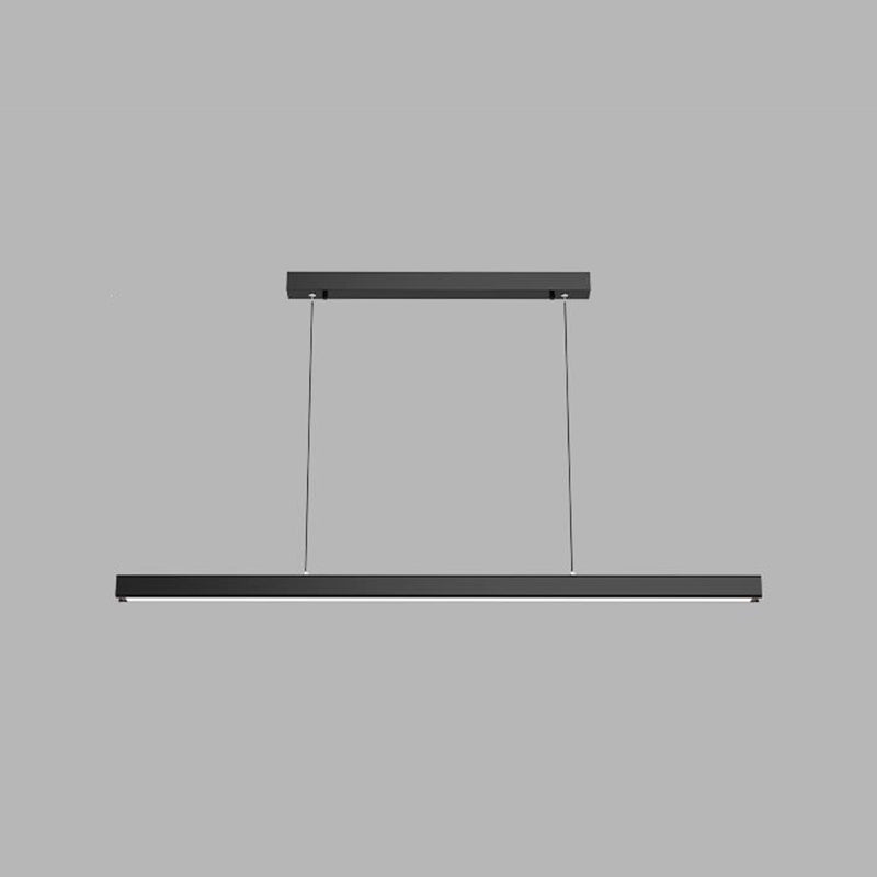 Modern Line Shape Chandelier Lighting Fixtures Metal Hanging Lamp Kit in Black