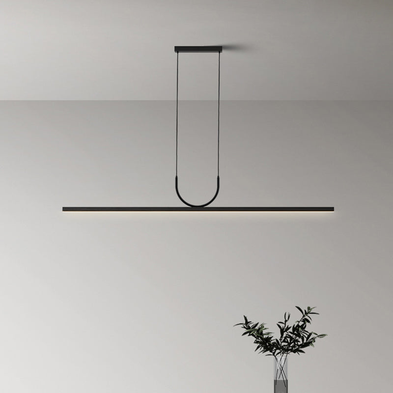 Linear 1 - Light LED Ceiling Pendant Fixture in Dark Black Aluminum Kitchen Island Fixture
