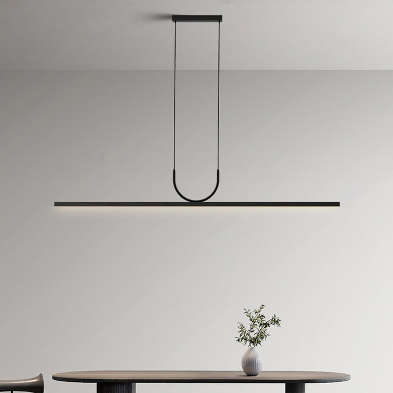 Linear 1 - Light LED Ceiling Pendant Fixture in Dark Black Aluminum Kitchen Island Fixture