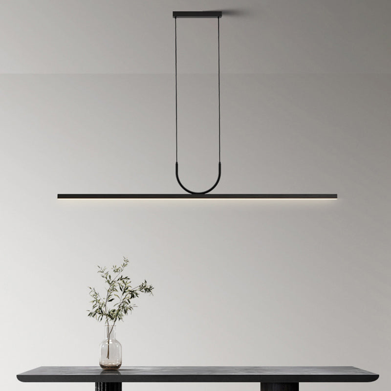 Linear 1 - Light LED Ceiling Pendant Fixture in Dark Black Aluminum Kitchen Island Fixture