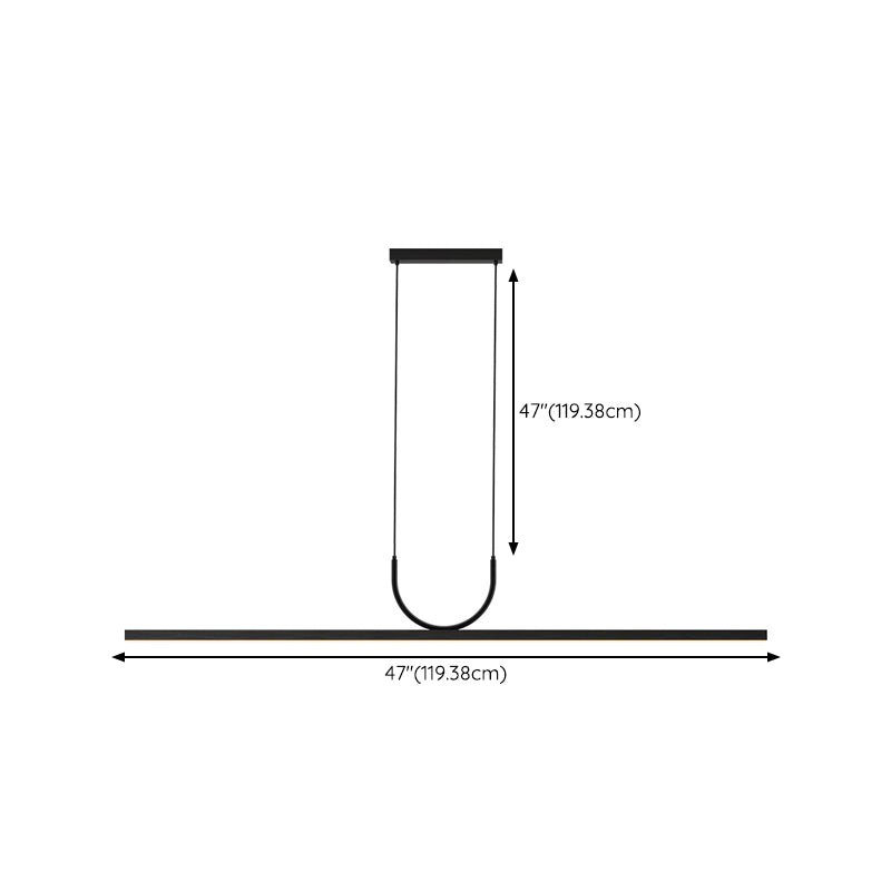Linear 1 - Light LED Ceiling Pendant Fixture in Dark Black Aluminum Kitchen Island Fixture