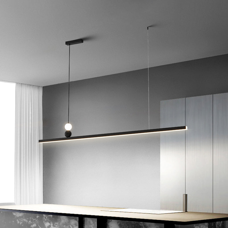 Aluminum and Acrylic Ceiling Pendant Fixture Linear Kitchen Island Fixture in Dark Black
