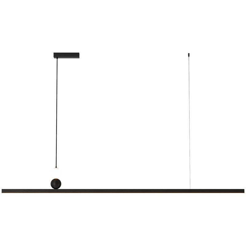 Aluminum and Acrylic Ceiling Pendant Fixture Linear Kitchen Island Fixture in Dark Black