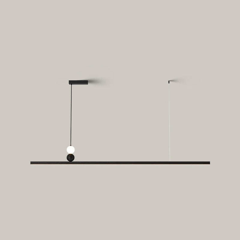Aluminum and Acrylic Ceiling Pendant Fixture Linear Kitchen Island Fixture in Dark Black