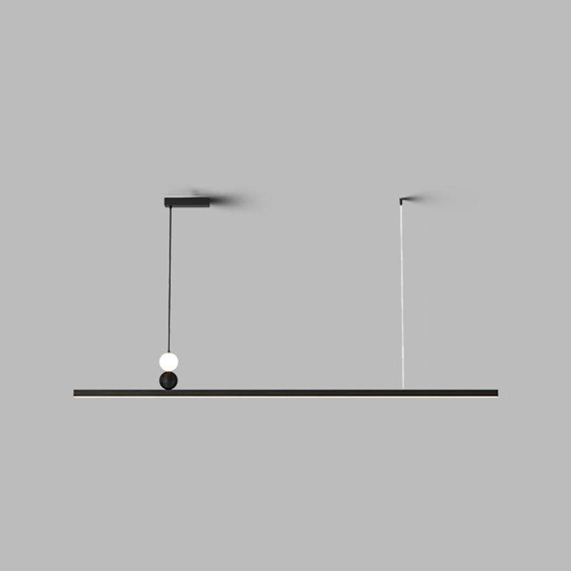 Aluminum and Acrylic Ceiling Pendant Fixture Linear Kitchen Island Fixture in Dark Black