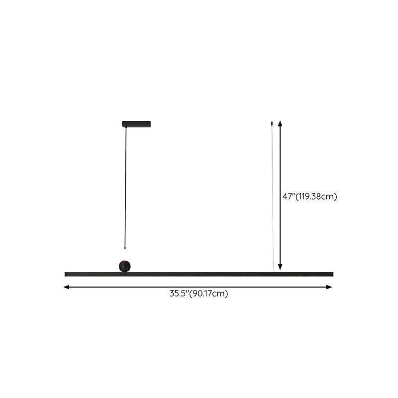 Aluminum and Acrylic Ceiling Pendant Fixture Linear Kitchen Island Fixture in Dark Black