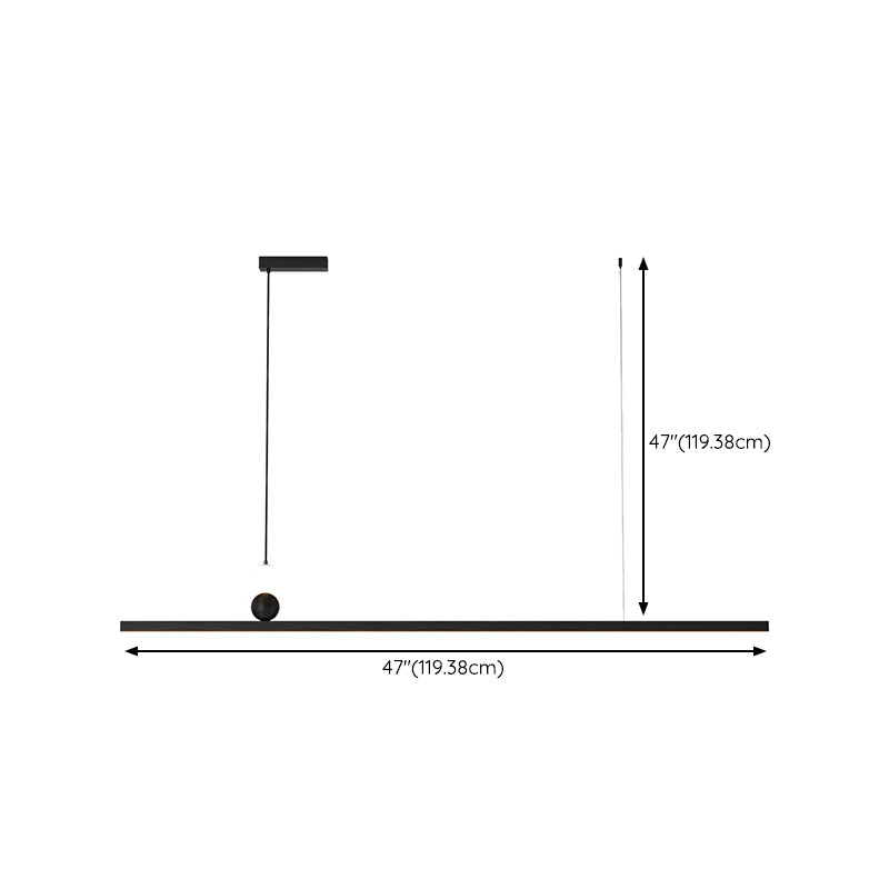 Aluminum and Acrylic Ceiling Pendant Fixture Linear Kitchen Island Fixture in Dark Black