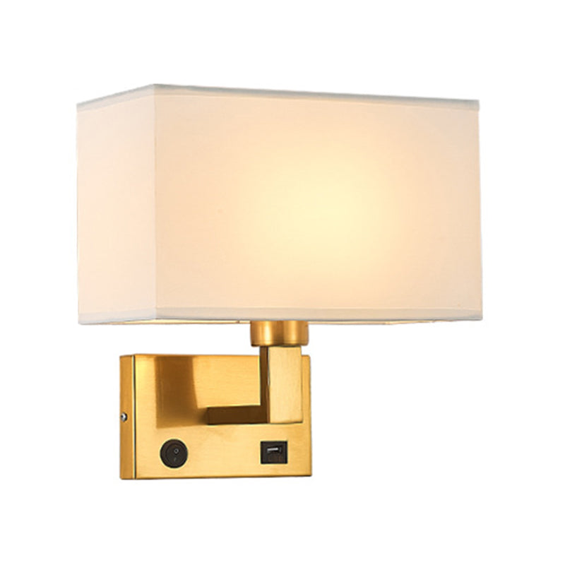 1 - Light Wall Sconce in Black / Gold Metal and Fabric Post Modern Wall Light