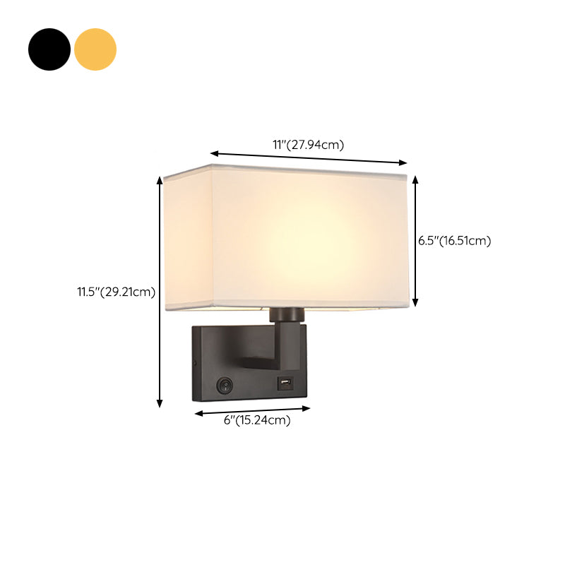 1 - Light Wall Sconce in Black / Gold Metal and Fabric Post Modern Wall Light