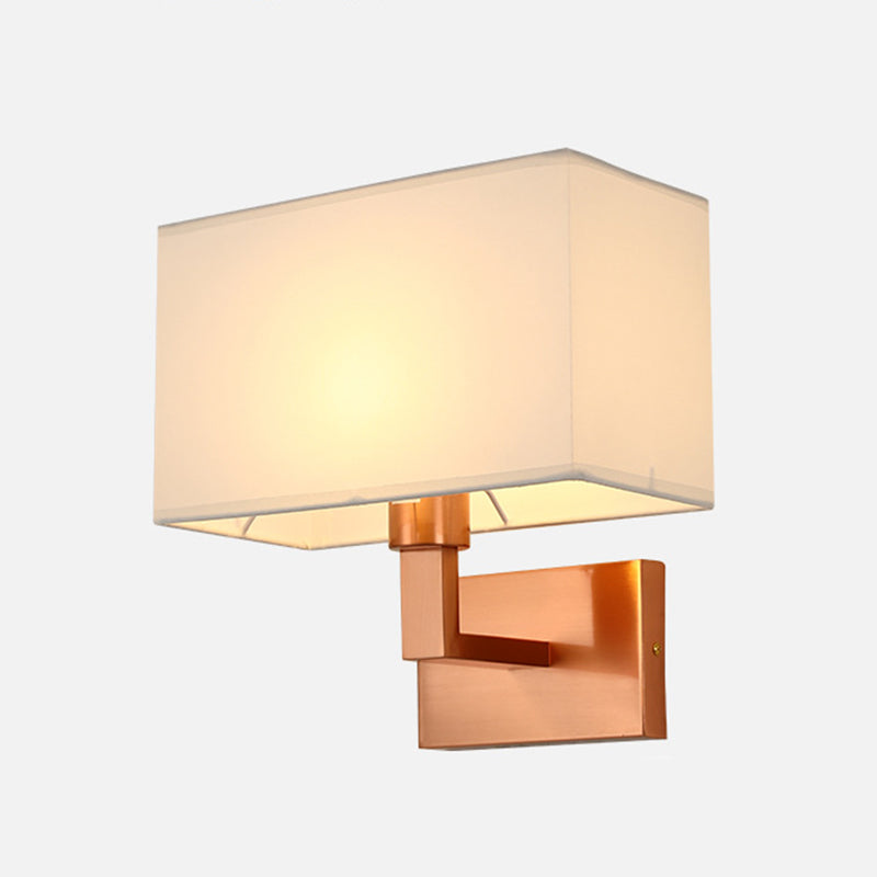 Rectangle Fabric Shade Wall Sconce in Pink Iron Wall Lighting Fixture