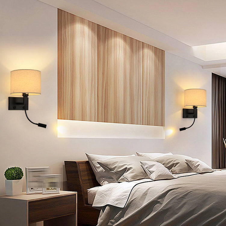 Geometric Wall Lighting Modern Fabric 2 Lights Wall Sconces for Bedroom