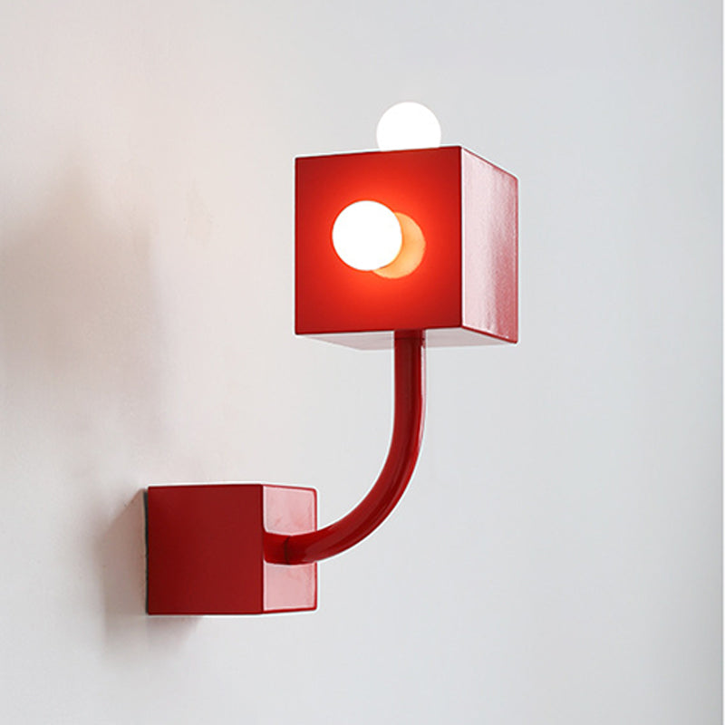 Modern Sconce Light Geometric Metal 3 Lights Wall Lamp in Red