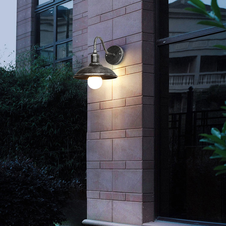 Industrial Wall Sconce Geometric Shape Wall Light with Metal Shade for Courtyard