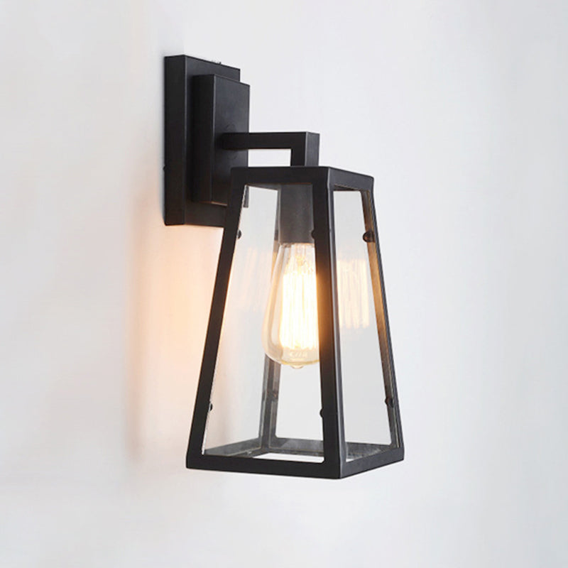 Industrial Metal Wall Sconce Geometric Shape Wall Light with Glass Shade for Courtyard