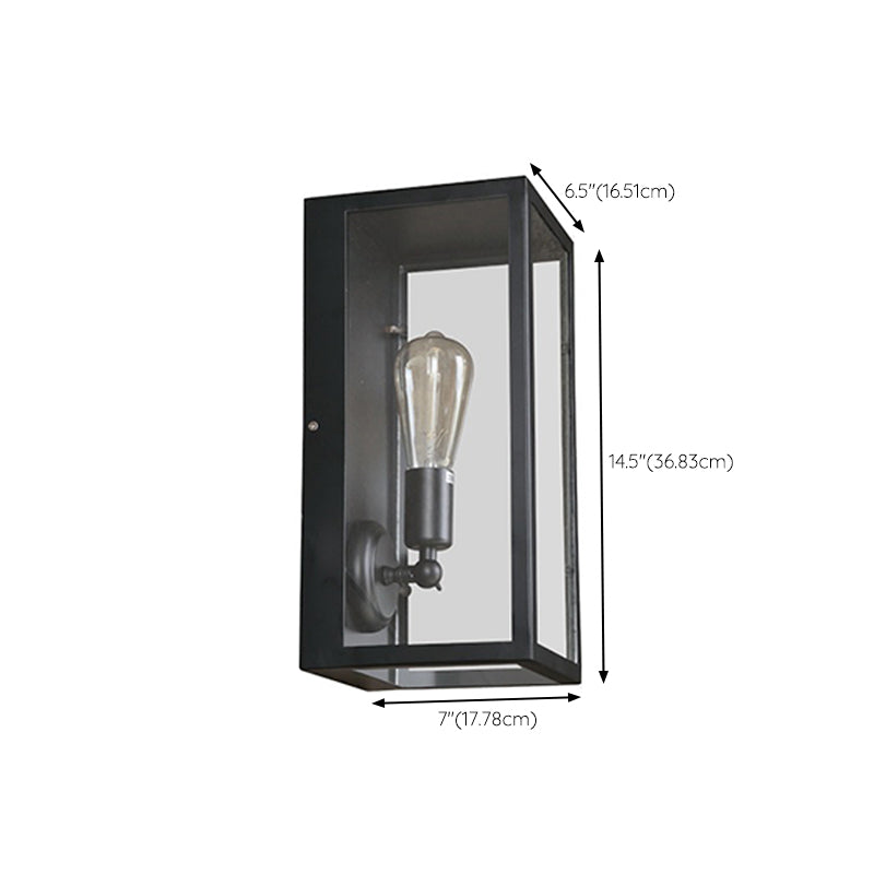 Industrial Metal Wall Sconce Geometric Shape Wall Light with Glass Shade for Courtyard