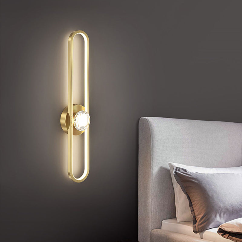 Modern LED Metal Wall Sconce Linear Shape Wall Light with Acrylic Shade for Bedroom