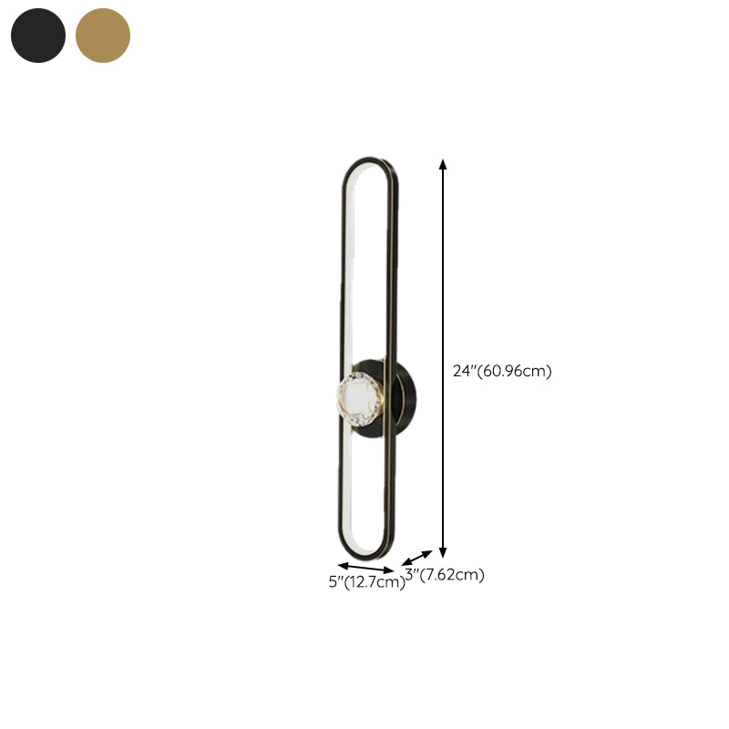 Modern LED Metal Wall Sconce Linear Shape Wall Light with Acrylic Shade for Bedroom