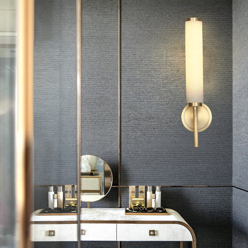 Trio 1 / 2 - Light Traditional Bath Sconce Solid Brass & Marble Bathroom Vanity Lighting