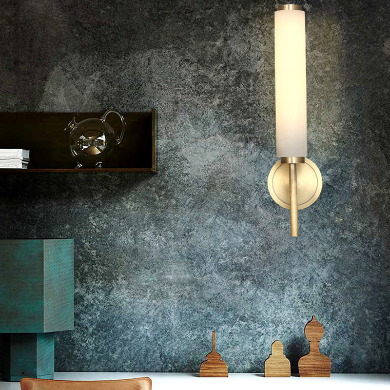 Trio 1 / 2 - Light Traditional Bath Sconce Solid Brass & Marble Bathroom Vanity Lighting