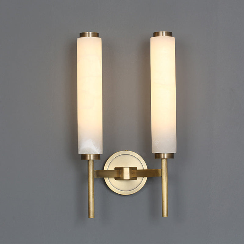 Trio 1 / 2 - Light Traditional Bath Sconce Solid Brass & Marble Bathroom Vanity Lighting