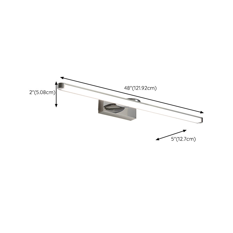 Modern Vanity Lighting Metal Wall Light Fixture in Silver for Bathroom