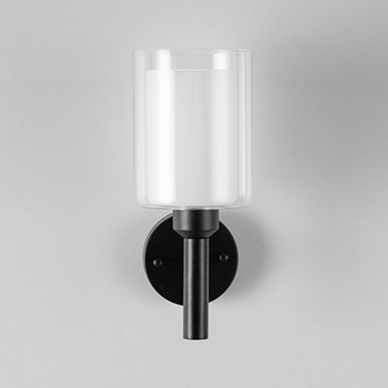 Modern Vanity Lighting Cylinder Wall Light Fixture with Glass for Bathroom