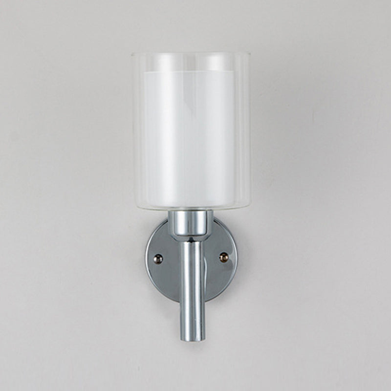 Modern Vanity Lighting Cylinder Wall Light Fixture with Glass for Bathroom