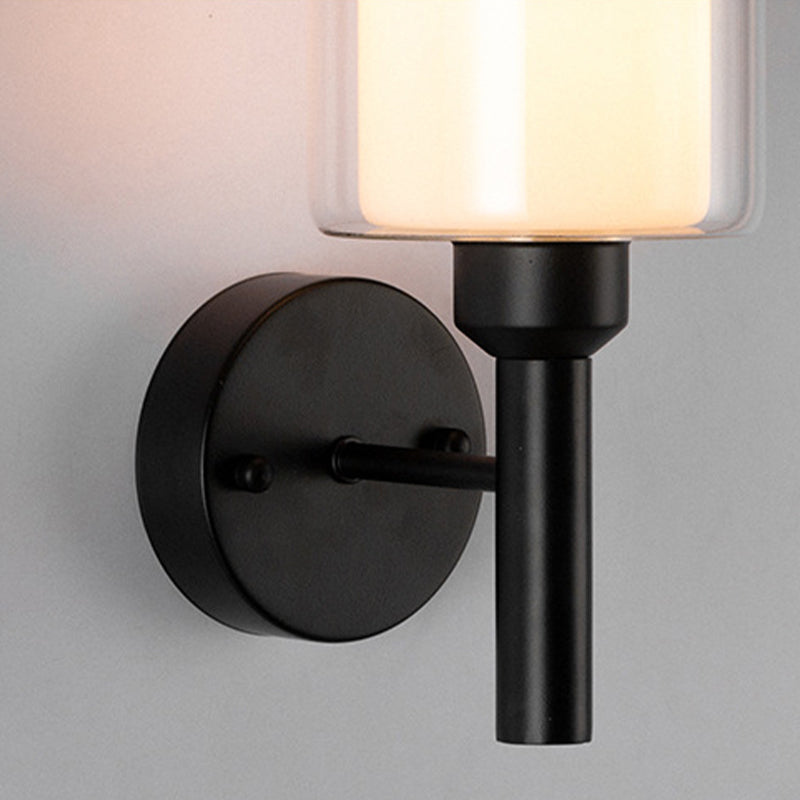 Modern Vanity Lighting Cylinder Wall Light Fixture with Glass for Bathroom