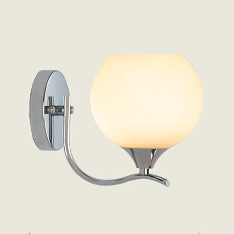 Modern Chrome Vanity Lighting Glass Shade Wall Light Fixture for Bathroom