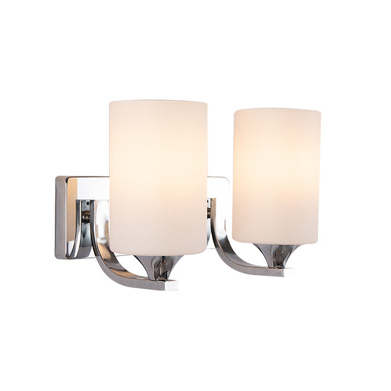 Modern Chrome Vanity Lighting Glass Shade Wall Light Fixture for Bathroom