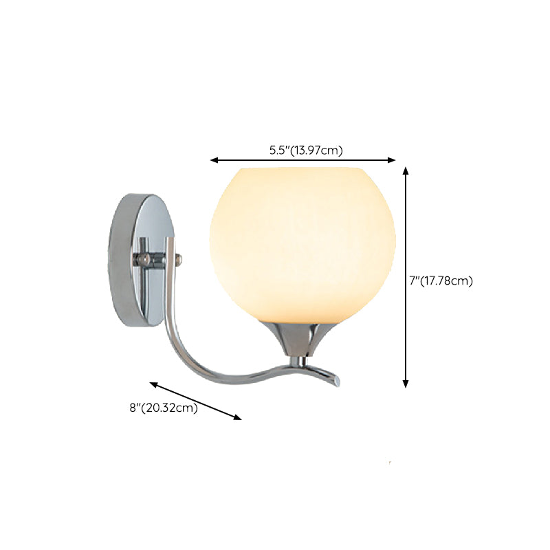 Modern Chrome Vanity Lighting Glass Shade Wall Light Fixture for Bathroom