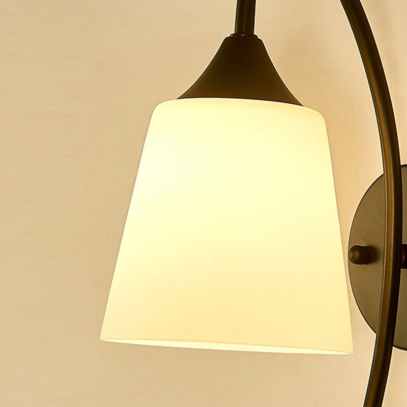 Modern Black Vanity Lighting Glass Shade Wall Light Fixture for Bathroom